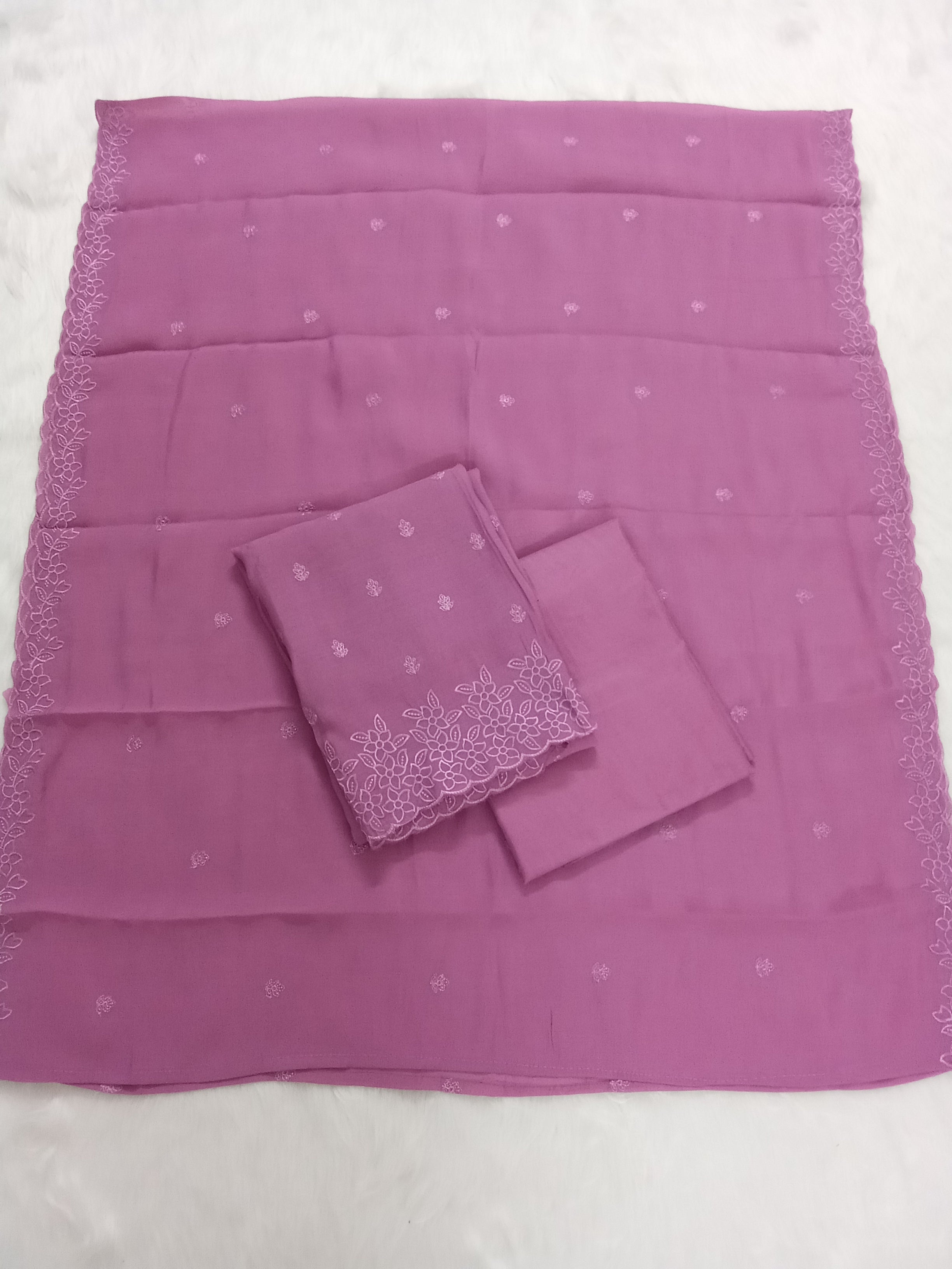 Lavender Mul Chanderi Embroidered Salwar Suit