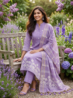 Purple Jamdani Silk Salwar Kameez Suit