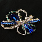Gold-Tone Sapphire Blue Crystal Bow Barrette Hair Clip
