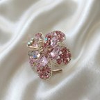 Gold-Tone Crystal Flower Hair Claw Clip – Pink