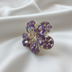 Gold-Tone Crystal Flower Hair Claw Clip – Purple