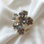 Gold-Tone Crystal Flower Hair Claw Clip – Black