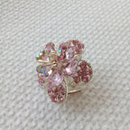 Gold-Tone Crystal Flower Hair Claw Clip – Pink