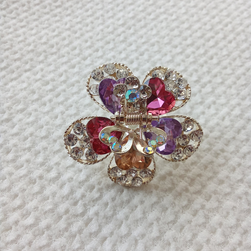 Gold-Tone Crystal Flower Hair Claw Clip – Multi Color
