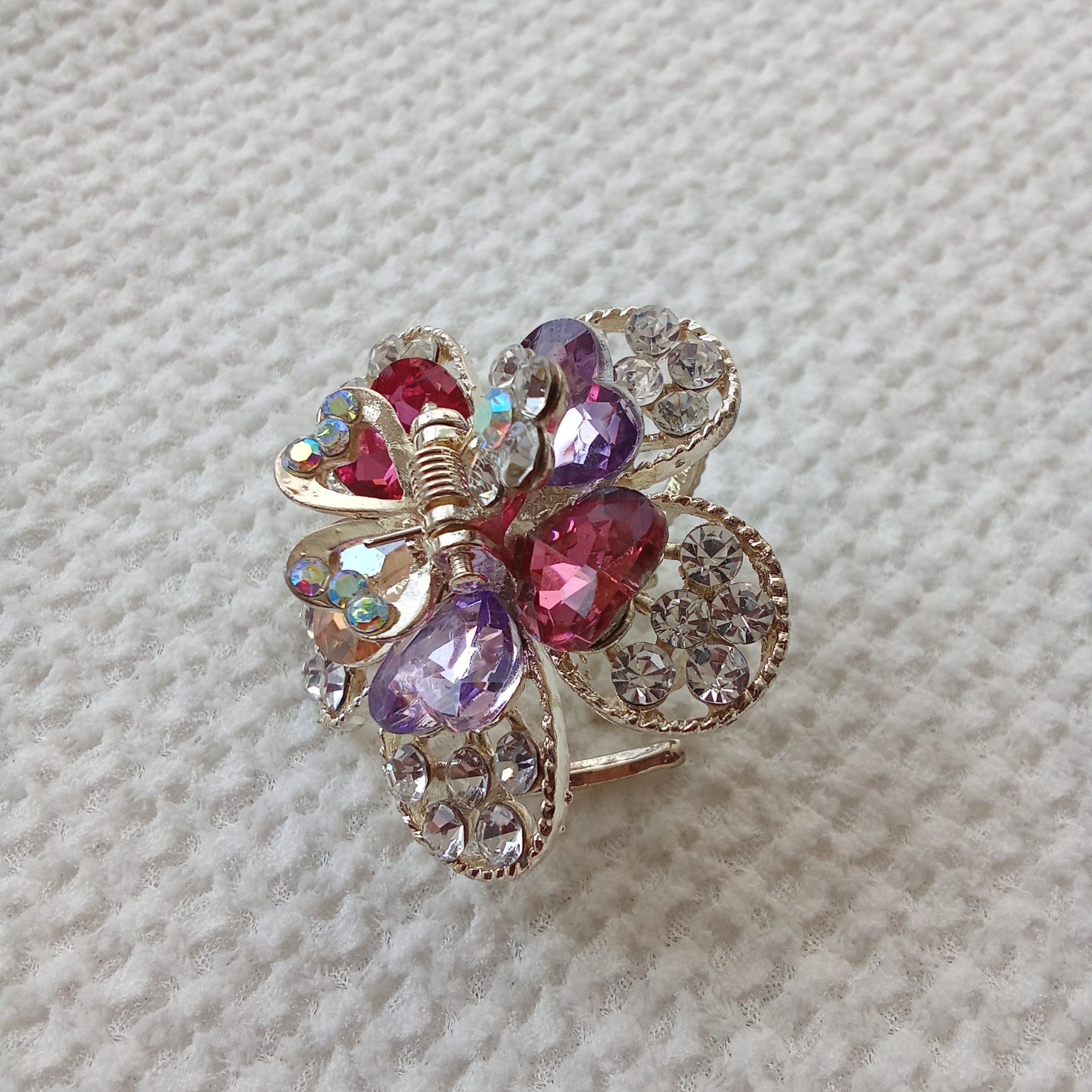 Gold-Tone Crystal Flower Hair Claw Clip – Multi Color