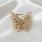 Gold-Tone Crystal Embellished Butterfly Hair Claw Clip – Peach