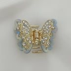 Gold-Tone Crystal Embellished Butterfly Hair Claw Clip – Blue