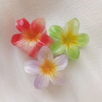 3-Piece Plumeria Flower Hair Claw Clip Set -Lavender, Green and Red