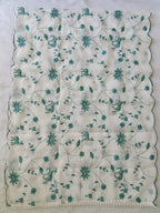 White Kota Doria Salwar Kameez Suit with Aqua Green Embroidery