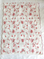 White Kota Doria Salwar Kameez Suit with Coral Peach Embroidery