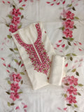 Off-White Jam Silk Unstitched Salwar Kameez Suit with Floral Printed Dupatta