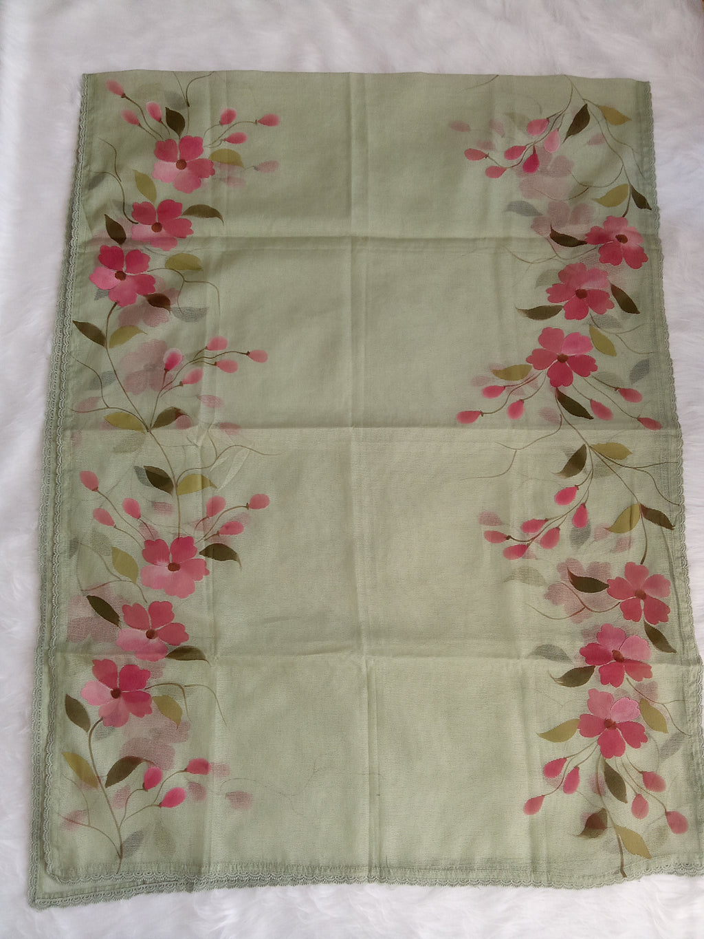 Green Jam Silk Unstitched Salwar Kameez Suit with Floral Printed Dupatta