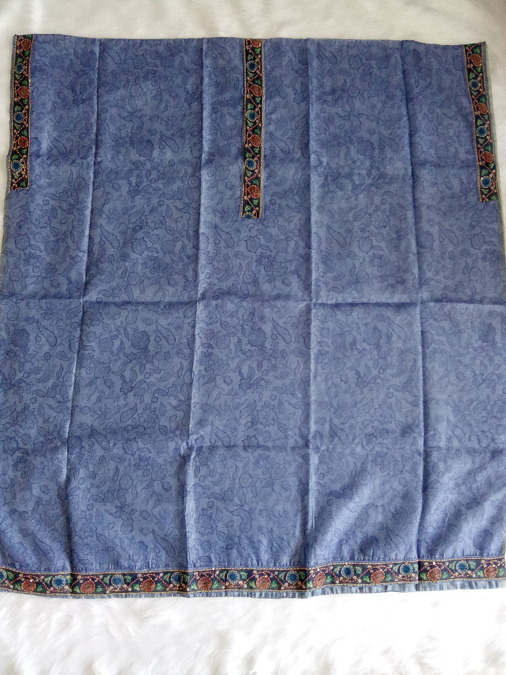 Blue Salwar Kameez with Kantha Work Dupatta & Plain Bottom