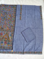 Blue Salwar Kameez with Kantha Work Dupatta & Plain Bottom