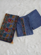 Blue Salwar Kameez with Kantha Work Dupatta & Plain Bottom