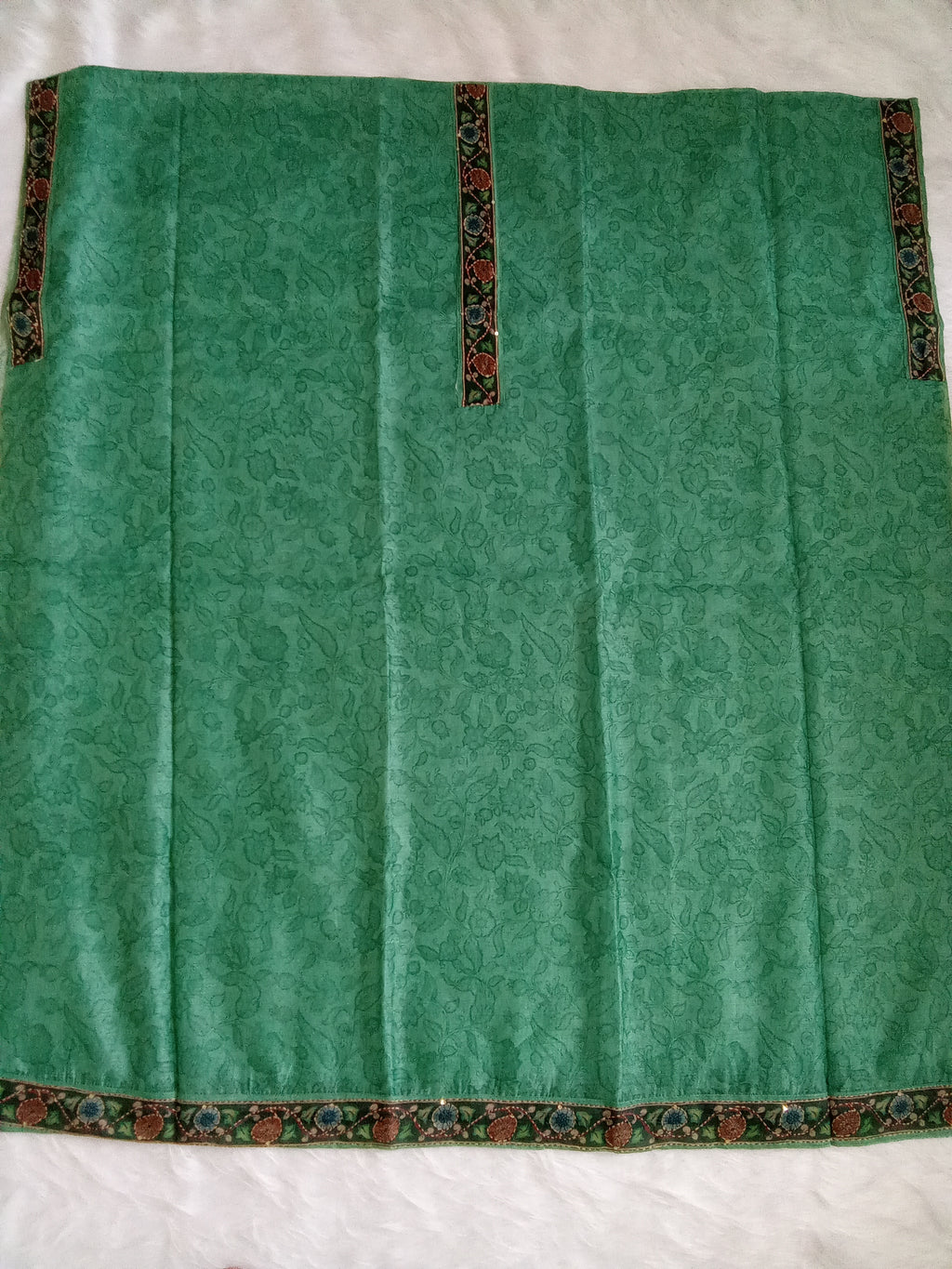 Green Salwar Kameez with Kantha Work Dupatta & Plain Bottom