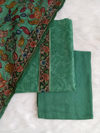 Green Salwar Kameez with Kantha Work Dupatta & Plain Bottom