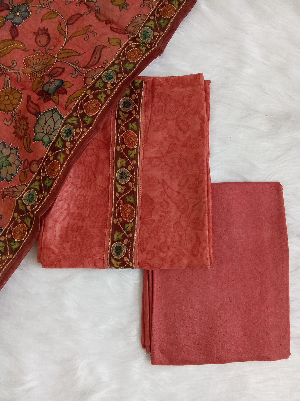Pink Salwar Kameez with Kantha Work Dupatta & Plain Bottom