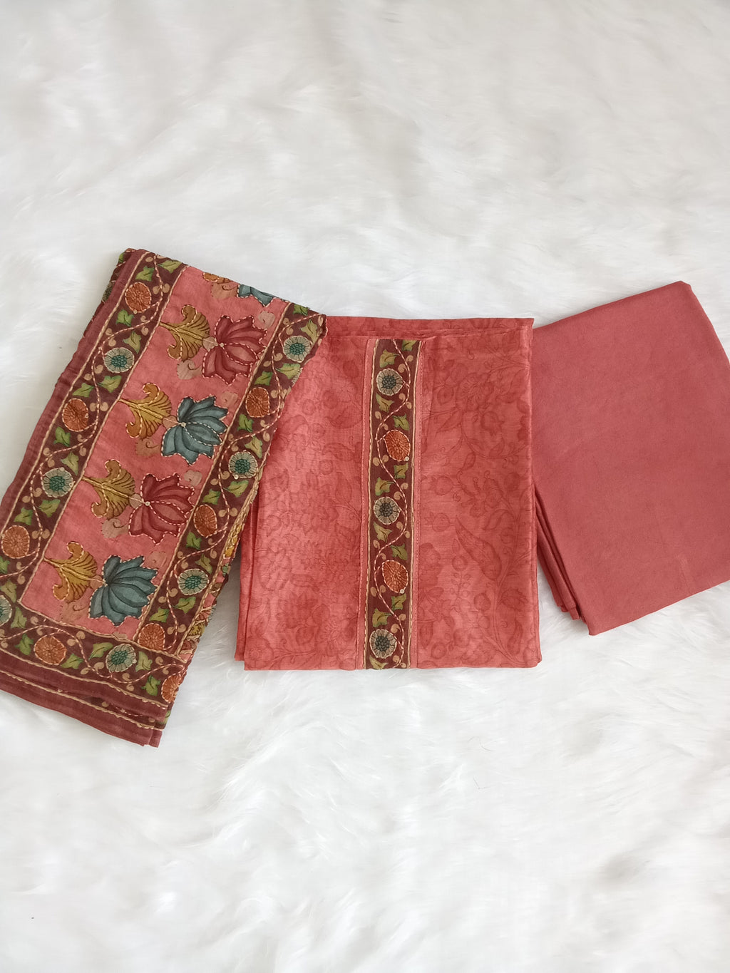 Pink Salwar Kameez with Kantha Work Dupatta & Plain Bottom