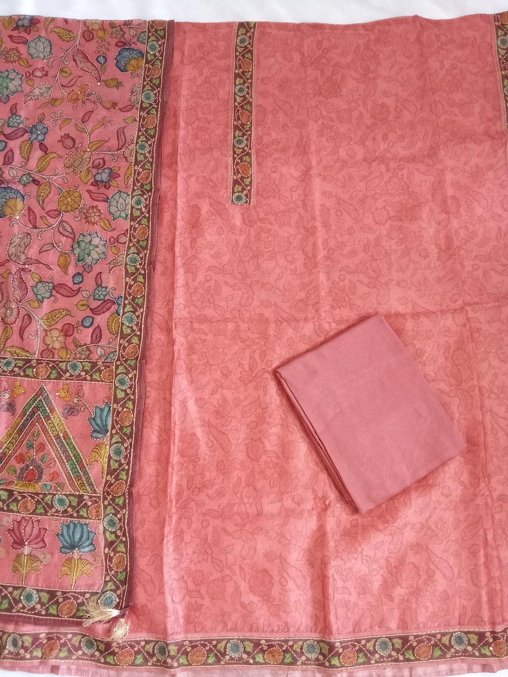Pink Salwar Kameez with Kantha Work Dupatta & Plain Bottom