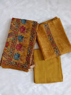 Mustard Yellow Salwar Kameez with Kantha Work Dupatta & Plain Bottom