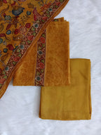 Mustard Yellow Salwar Kameez with Kantha Work Dupatta & Plain Bottom