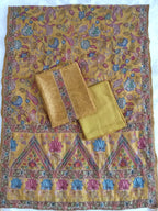 Mustard Yellow Salwar Kameez with Kantha Work Dupatta & Plain Bottom