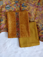 Mustard Yellow Salwar Kameez with Kantha Work Dupatta & Plain Bottom