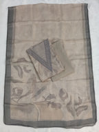 Dusty Grey Organza Unstitched Salwar Kameez with Embroidered Neck & Santoon Bottom