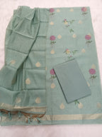 Green Jamdani Silk Floral Printed Unstitched Salwar Kameez Suit