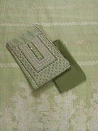 Yellowish-Green Jamdani Silk Salwar Kameez Suit with Jamdani Dupatta