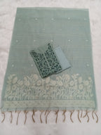 Green Jamdani Silk Salwar Kameez Suit with Jamdani Dupatta