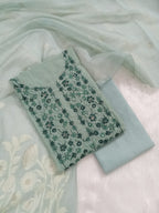 Green Jamdani Silk Salwar Kameez Suit with Jamdani Dupatta