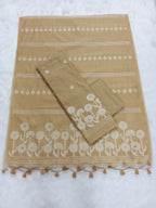 Beige Jamdani Silk Salwar Kameez Suit