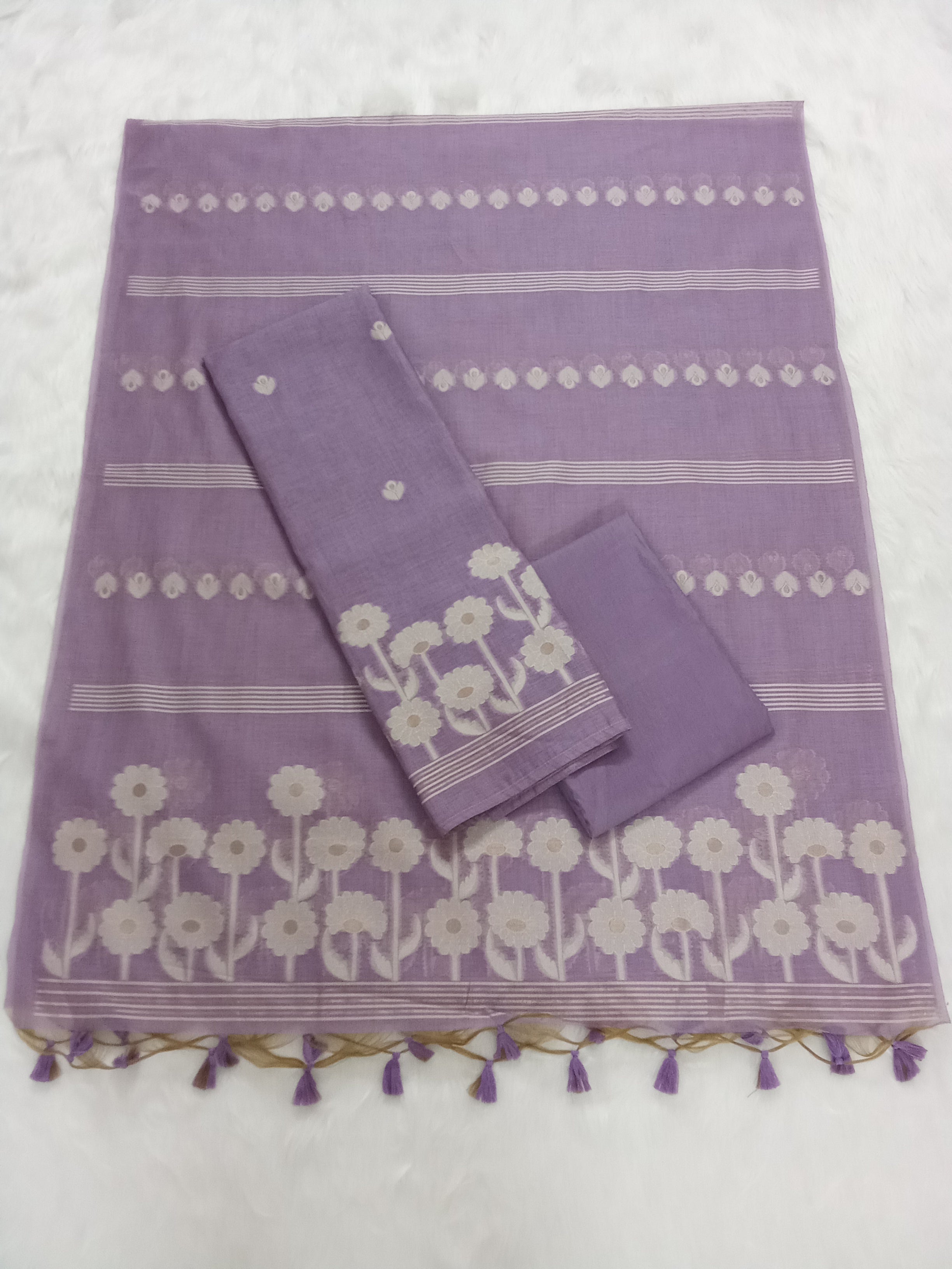 Purple Jamdani Silk Salwar Kameez Suit