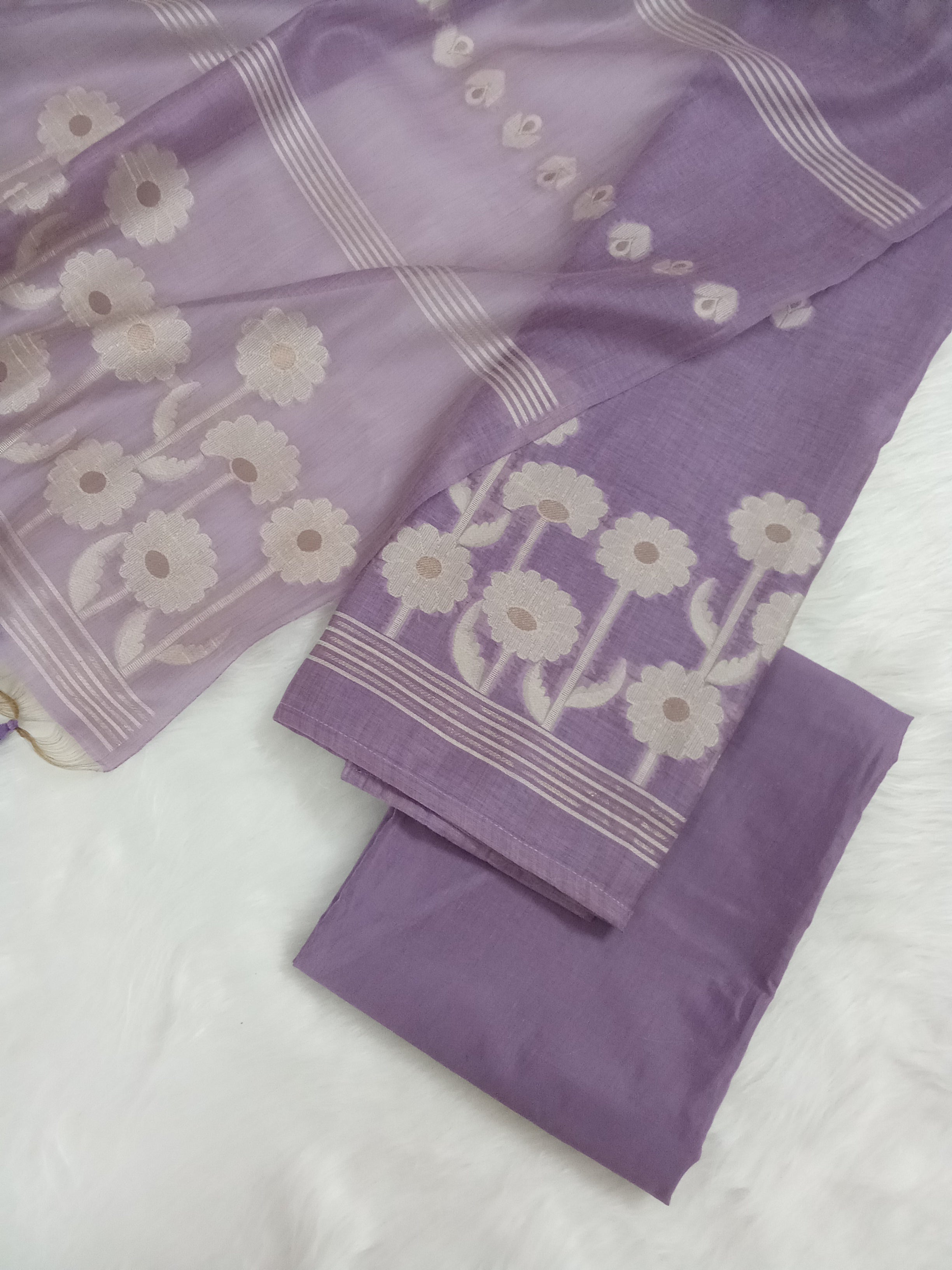 Purple Jamdani Silk Salwar Kameez Suit