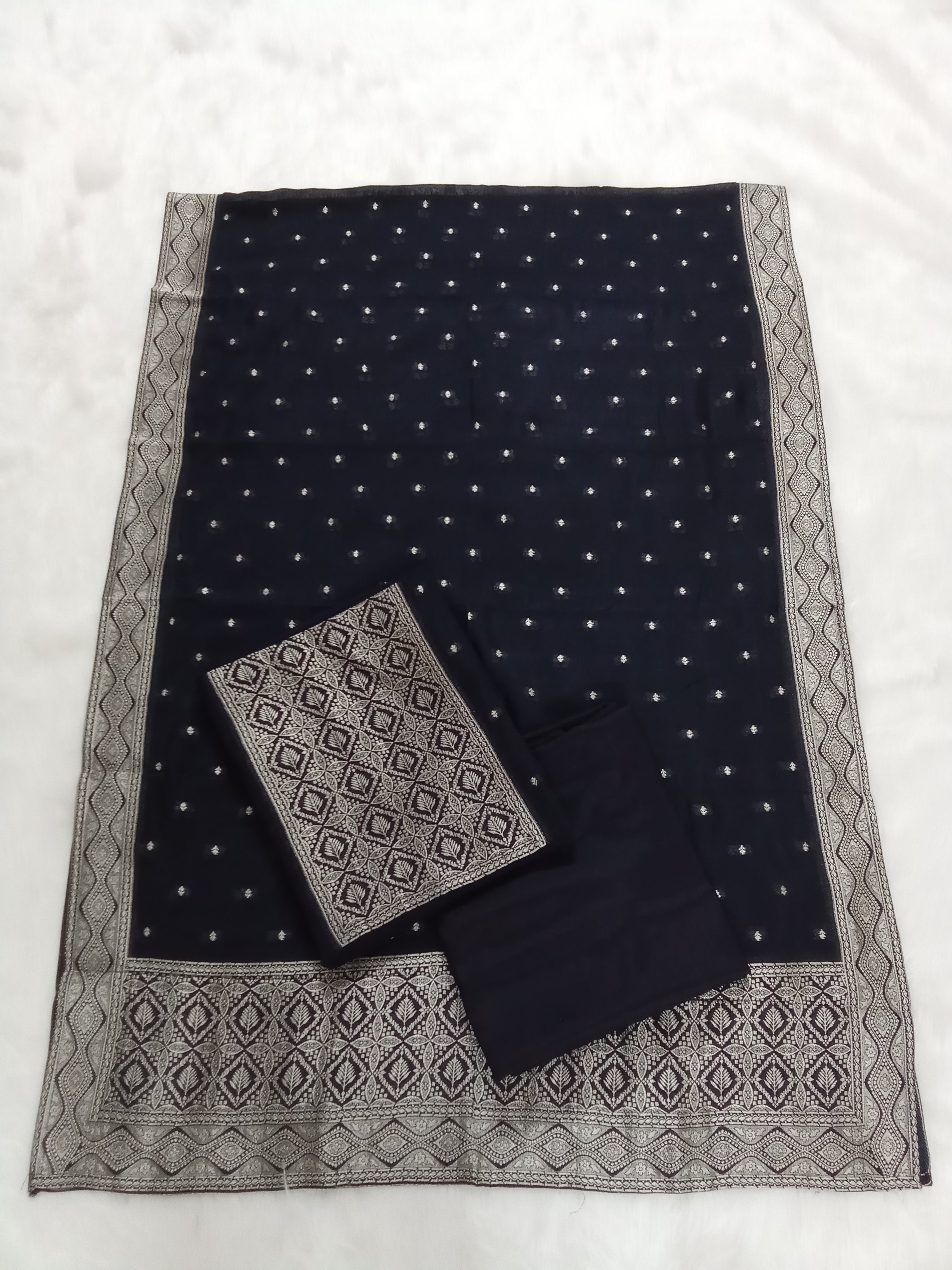 Black Semi-Georgette Dola Unstitched Salwar Kameez Suit