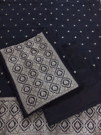 Black Semi-Georgette Dola Unstitched Salwar Kameez Suit