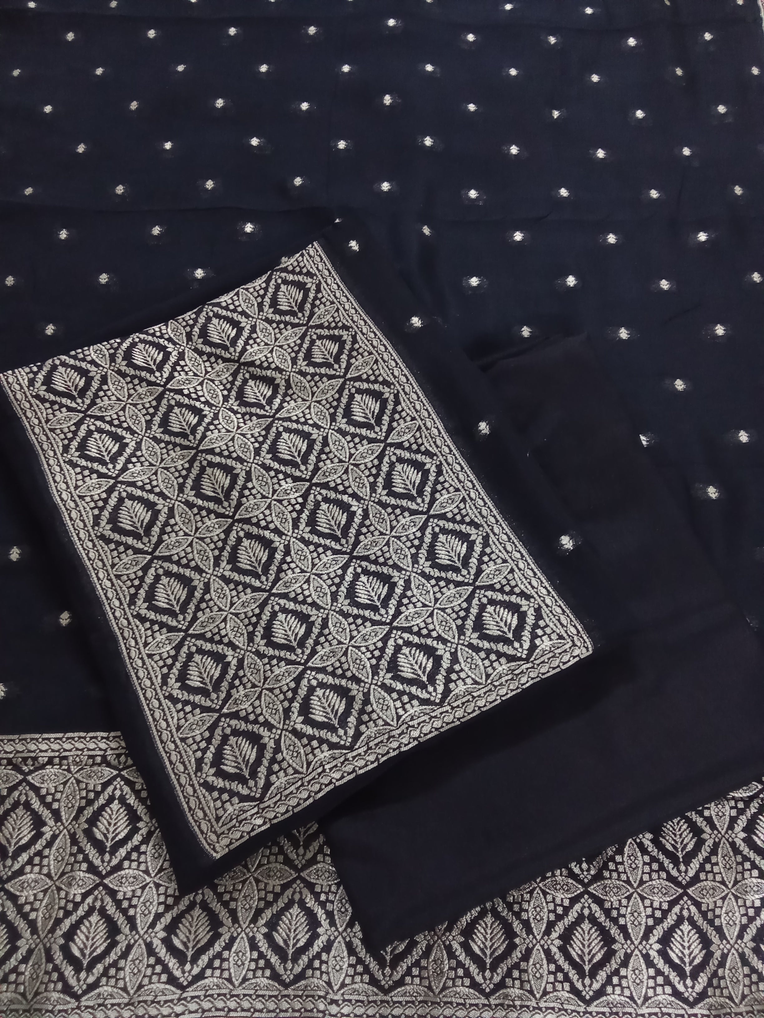 Black Semi-Georgette Dola Unstitched Salwar Kameez Suit