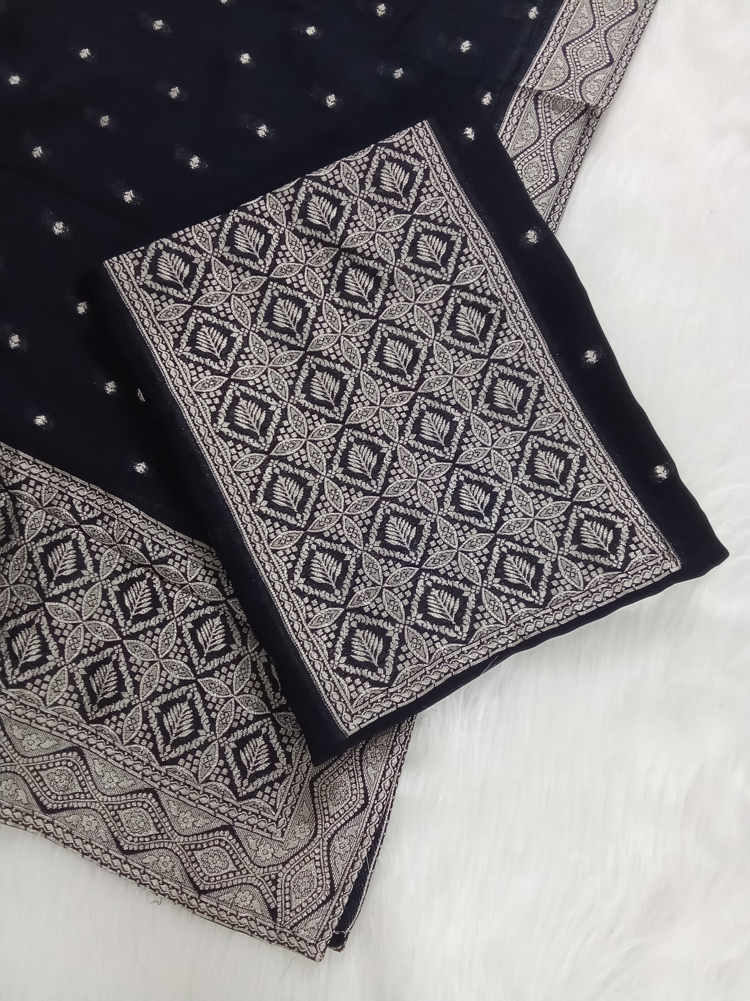 Black Semi-Georgette Dola Unstitched Salwar Kameez Suit