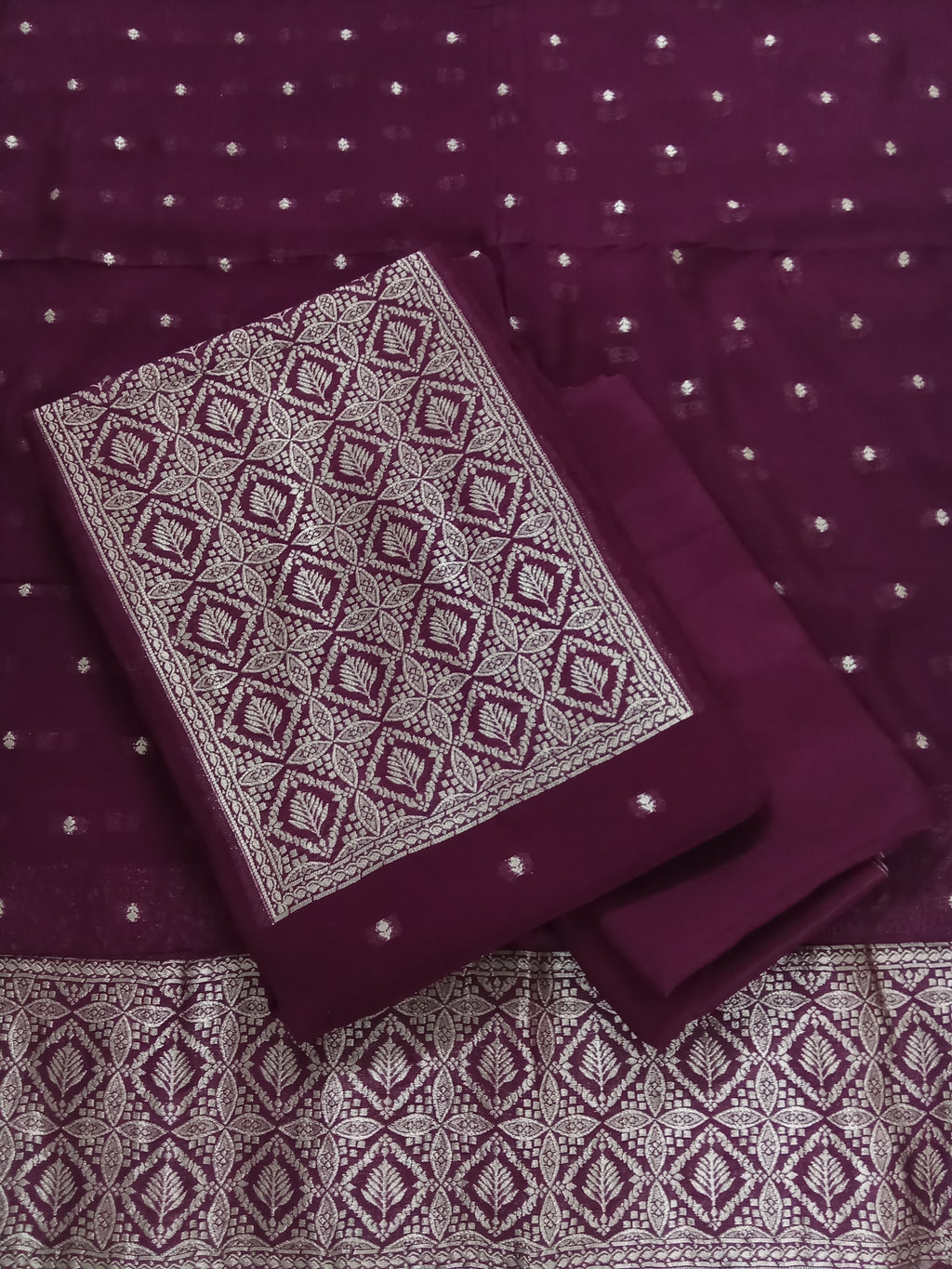 Maroon Semi-Georgette Dola Unstitched Salwar Kameez Suit