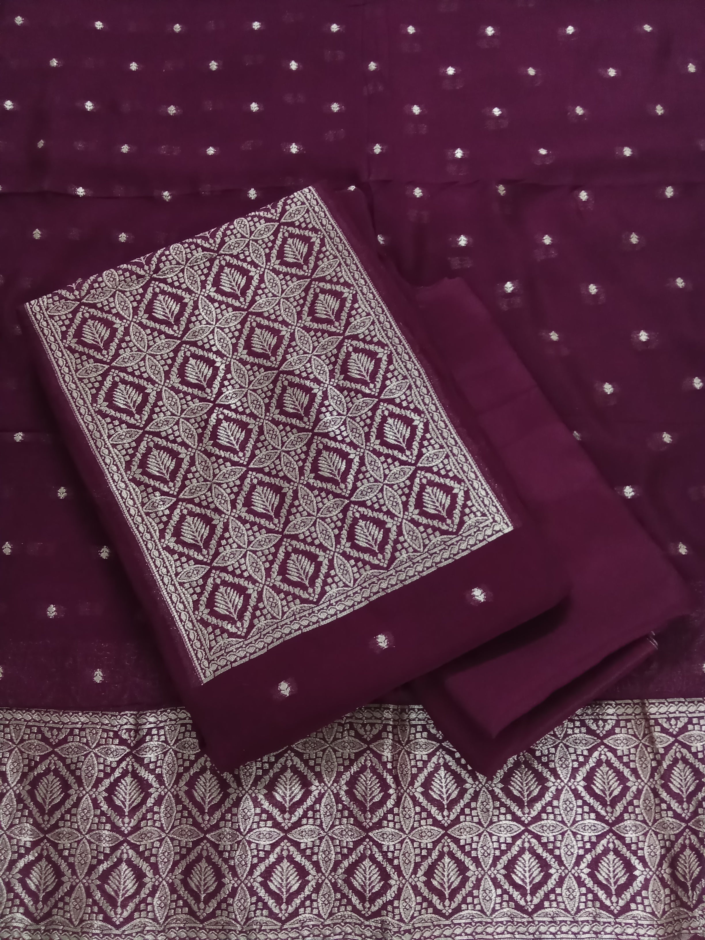 Maroon Semi-Georgette Dola Unstitched Salwar Kameez Suit