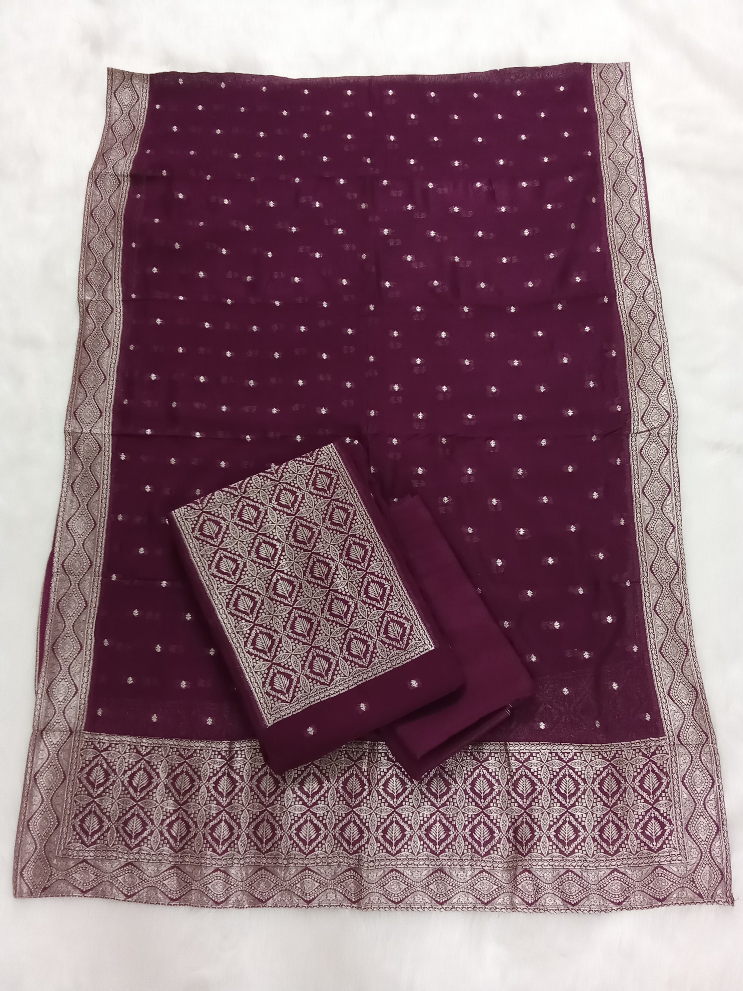 Maroon Semi-Georgette Dola Unstitched Salwar Kameez Suit