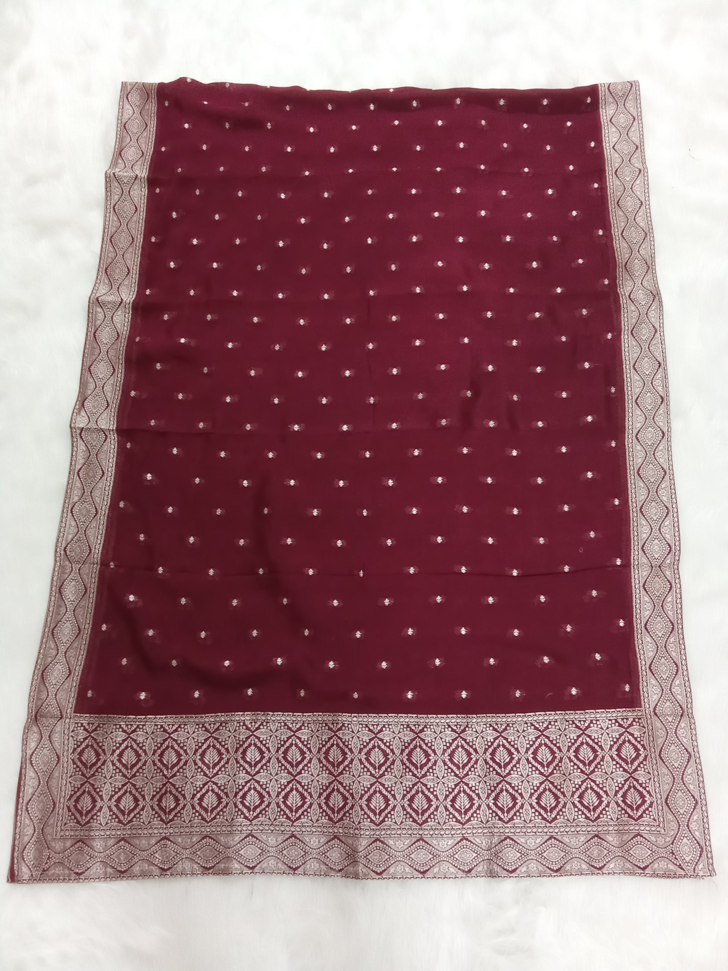 Red Semi-Georgette Dola Unstitched Salwar Kameez Suit