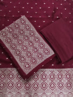 Red Semi-Georgette Dola Unstitched Salwar Kameez Suit