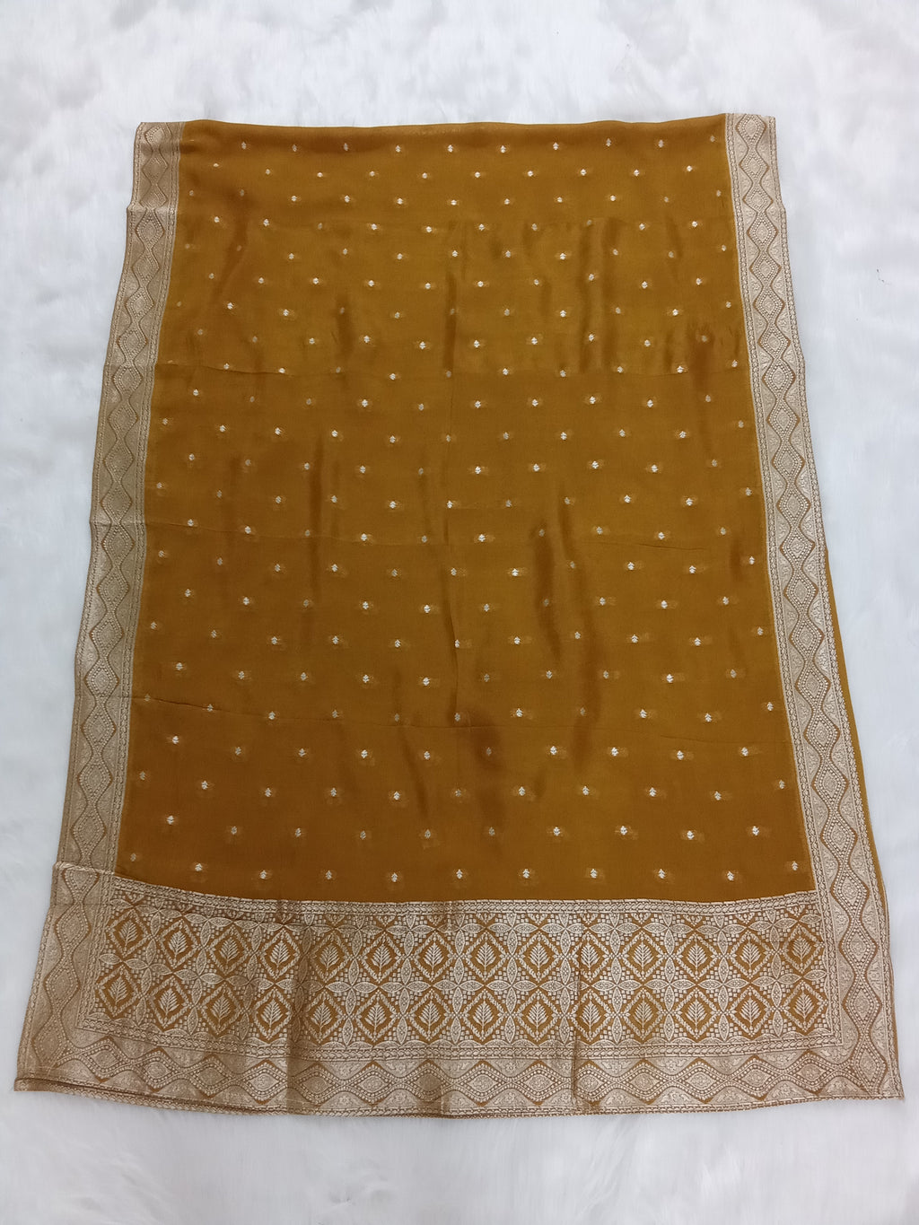 Mustard Yellow Semi-Georgette Dola Unstitched Salwar Kameez Suit