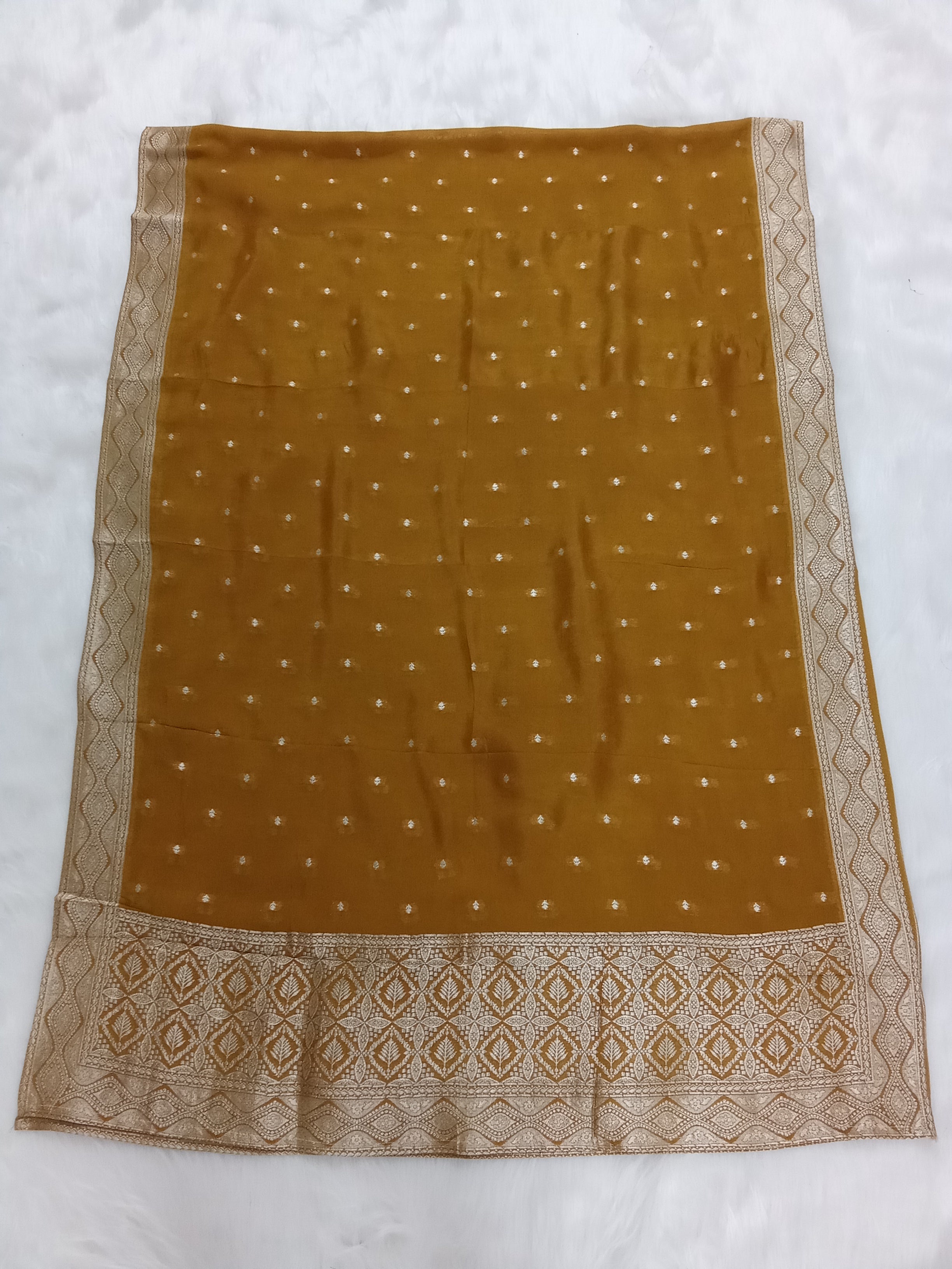 Mustard Yellow Semi-Georgette Dola Unstitched Salwar Kameez Suit