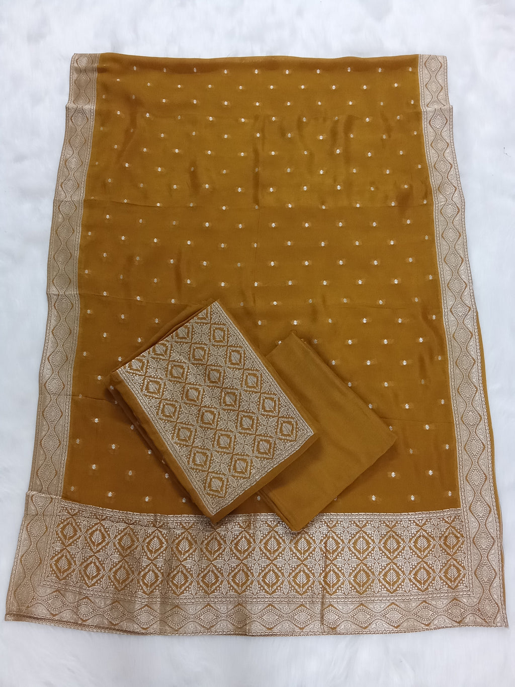 Mustard Yellow Semi-Georgette Dola Unstitched Salwar Kameez Suit