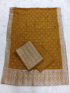 Mustard Yellow Semi-Georgette Dola Unstitched Salwar Kameez Suit