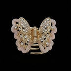 Gold-Tone Crystal Embellished Butterfly Hair Claw Clip – Pink